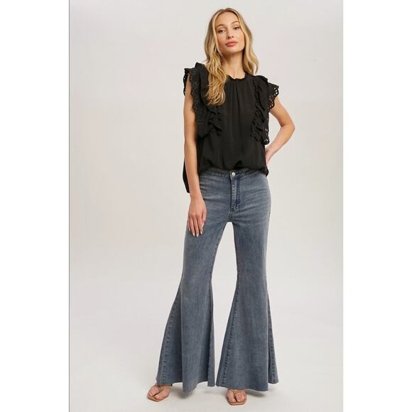 Bluivy Denim - Bluivy Bell Bottom Flare Jeans Womens Wide Leg High Rise Medium Wash New SML